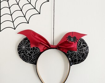 Spider Web / Mickey Spider Inspired Disney Halloween Ears / Bat Bow Minnie ears
