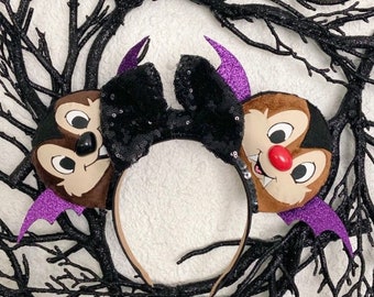 Vampire Bat Chip and Dale Inspired Disney Ears / Halloween at Disney