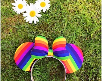 Rainbow Connection / Rainbow Striped Disney Inspired / Mickey / Pride Ears