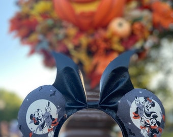 Witch Minnie and Vampire Mickey Bat Inspired Disney Halloween Ears / Mickey Bat Bow ears
