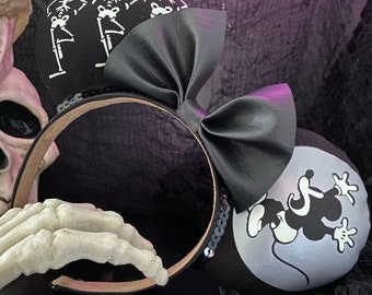 Skeleton Dance Inspired Disney Halloween Ears / Spooky Scary Skeleton Ears/ Glow in the Dark Ears