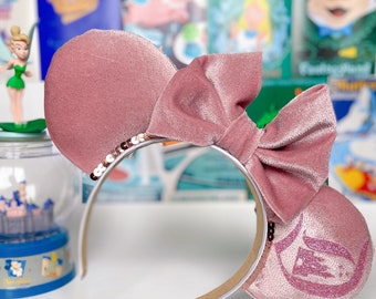 Dusty Pink Glitter Velvet Disneyland Minnie Ears / Disneyland D Ears / Millenial Pink Castle Ears