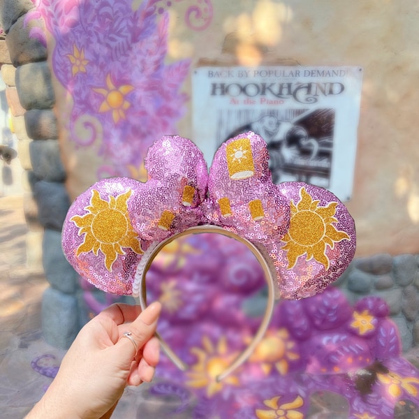 Rapunzel Inspired Minnie Mouse Mickey Ears / Tangled Disney Princess Ears/ Punzie Ears