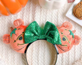 Winnie the Pooh Pumpkin Ears: Fuzzy Halloween Headband with Sequins