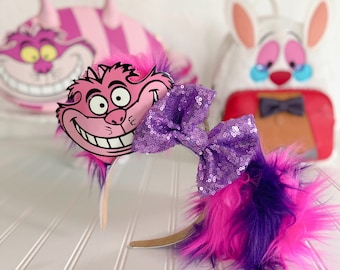 Cheshire Cat/ Alice in Wonderland Inspired Disney Villain Ears / Furry Glow In the Dark Ears