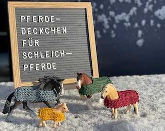 Pferdedecke, gehäkelt, für Schleich-Pferde, in deiner Wunschfarbe, Baumwolle