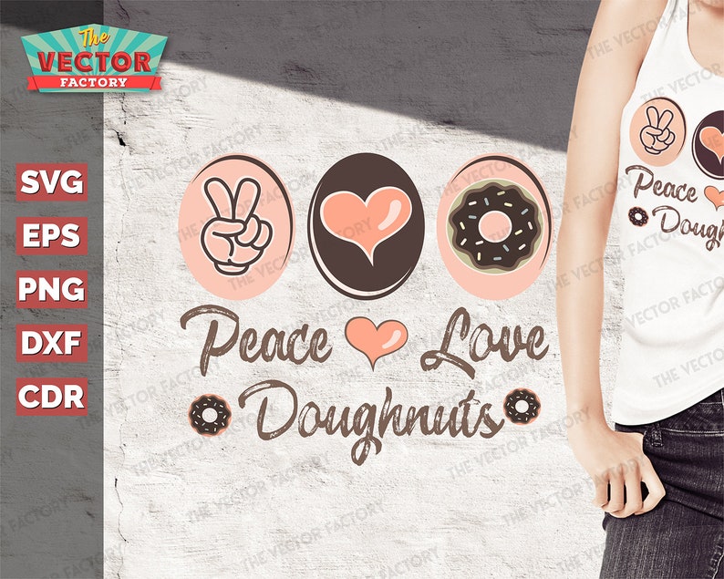 Download PEACE and LOVE Doughnuts COFFEE. Graphic design. Coffee svg | Etsy