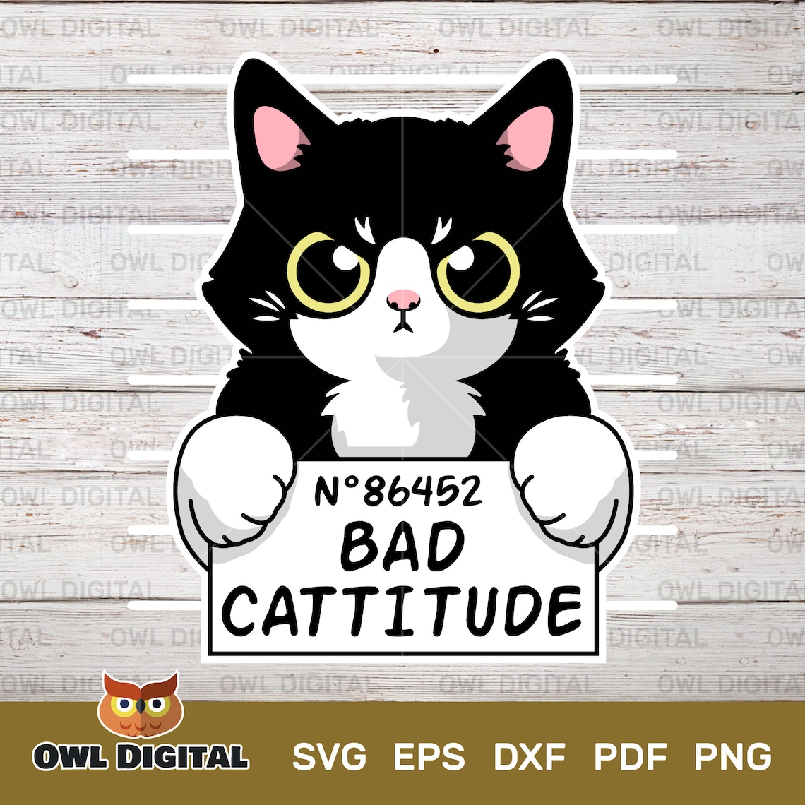 Funny cat svg mad cat svg cat svg file black cat svg cute | Etsy