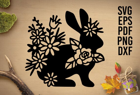 Download Floral Bunny Svg Rabbit With Flowers Svg Wildflower Rabbit Etsy
