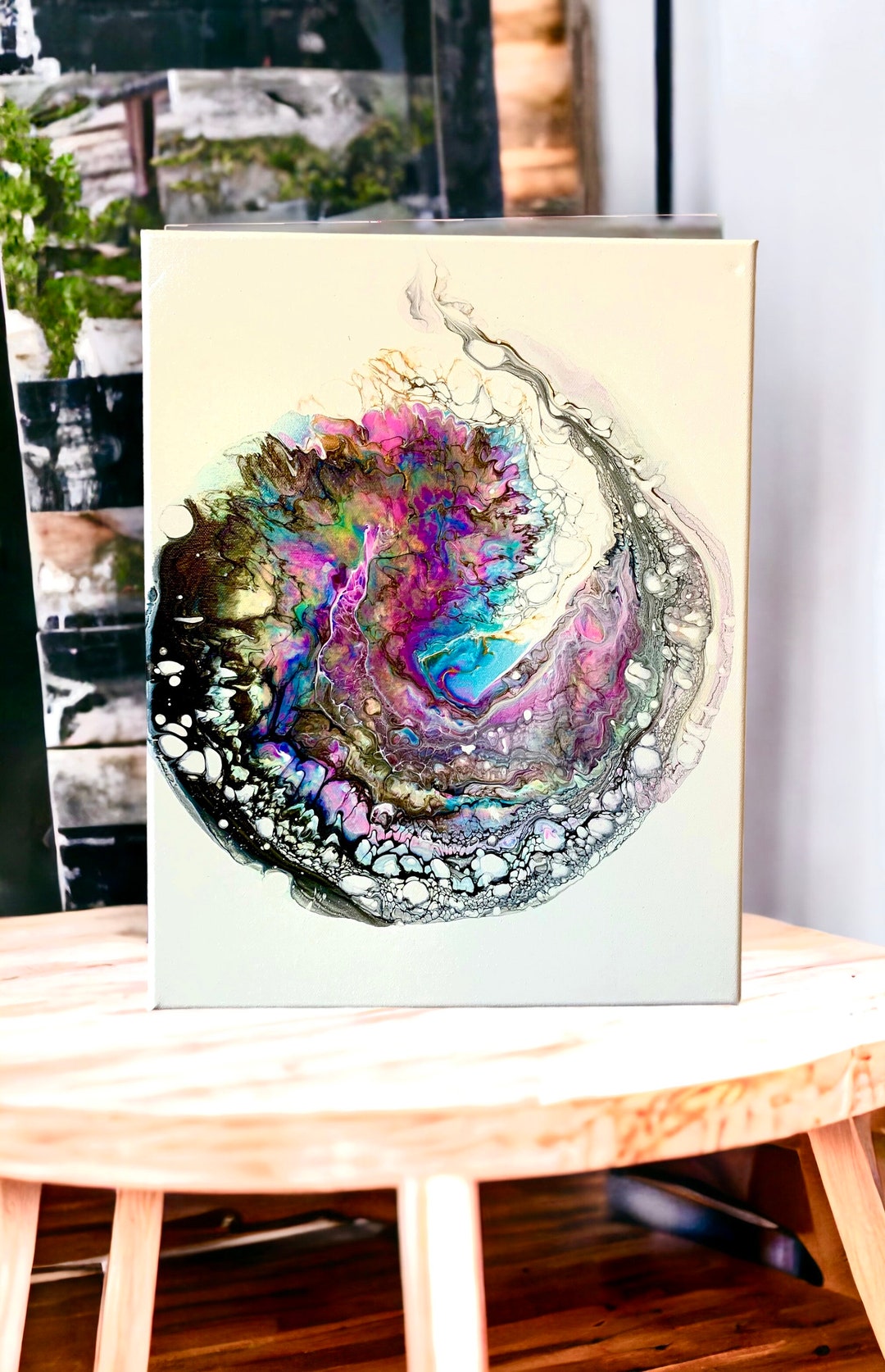 Acrylic Canvas Art Gallery Wrapped Abstract Art Home Decor Acrylic Painting Fluid Art Floral Art