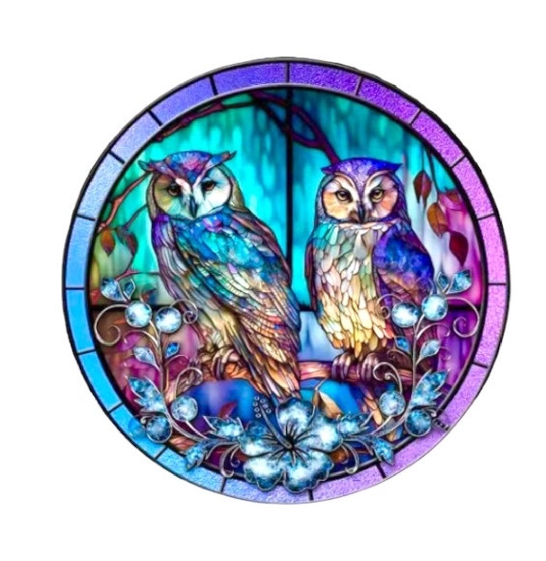 Faux Stained Glass WINDOW CLING 9 Round Suncatcher Etsy