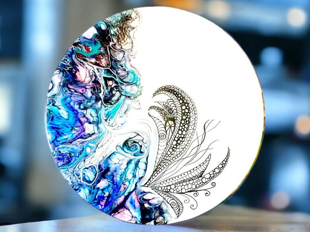 Acrylic Pour Art 12 Round Acrylic Painting Abstract Art Home Decor Acrylic Painting Fluid Art