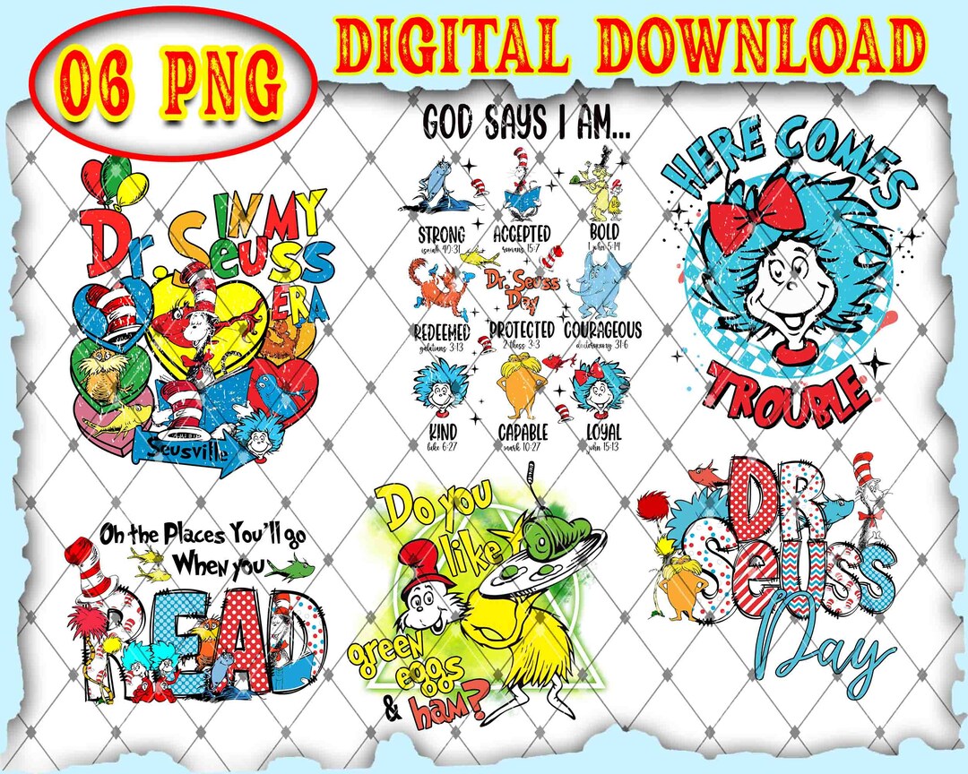 Dr. Seuss Png Bundle, Dr. Seuss Day PNG Bundle, Read Across America ...