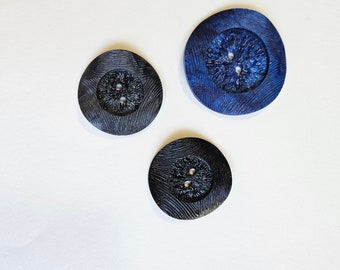 Vintage button, 50s button, vintage blue button, vintage black, vintage gray button