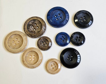 Boutons vintage, boutons années 50, bouton bleu vintage, bouton marron vintage, bouton beige vintage, bouton noir vintage, bouton gris vintage