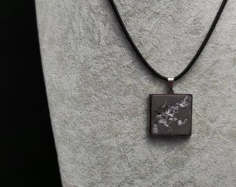 Concrete jewelry necklace "Sylvie" in rectangular/ concrete jewelry/ chain/ necklace/ silver/ gray