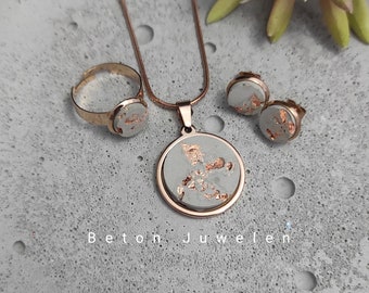Concrete jewelry set "Isabella"/earrings/necklace/earrings/stainless steel/rose gold/concrete jewelry/concrete jewels