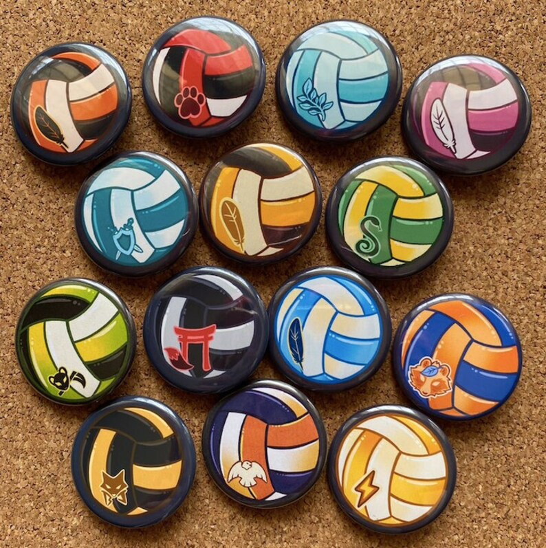 Haikyuu Team Volleyball Button Pins Etsy