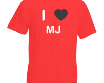 I Love Heart MJ - Quality Cotton Printed T Shirt - Etsy I Love Heart MJ - Quality Cotton Printed T Shirt - Etsy
