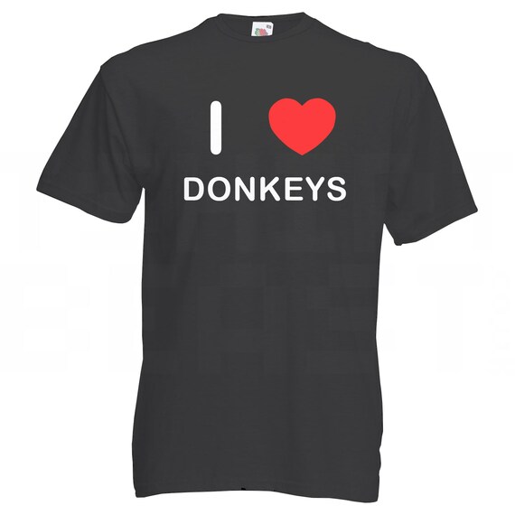 T-Shirt Unisex I Love Heart Donkeys – 100% Cotone – Taglia Unica