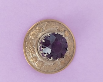 1800s Antique Victorian Scottish Thistle Brooch Brass