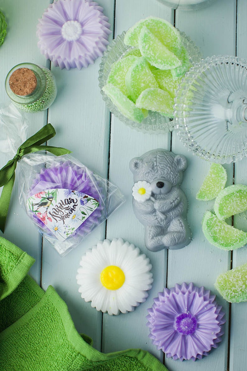 chocolate mold Teddy Bear and chamomile bathbomb mold soap mold plastic mold