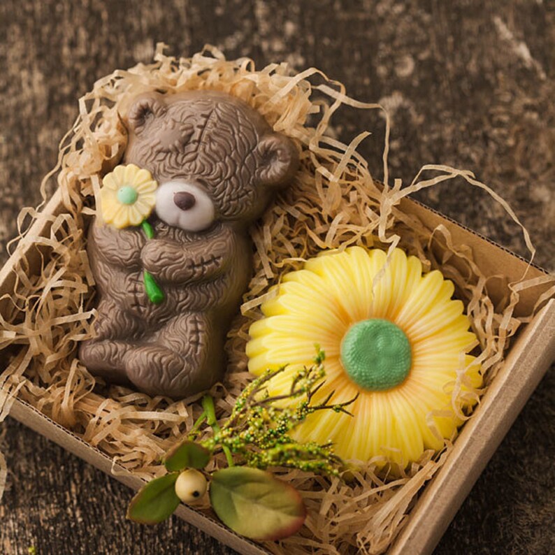 chocolate mold Teddy Bear and chamomile bathbomb mold soap mold plastic mold