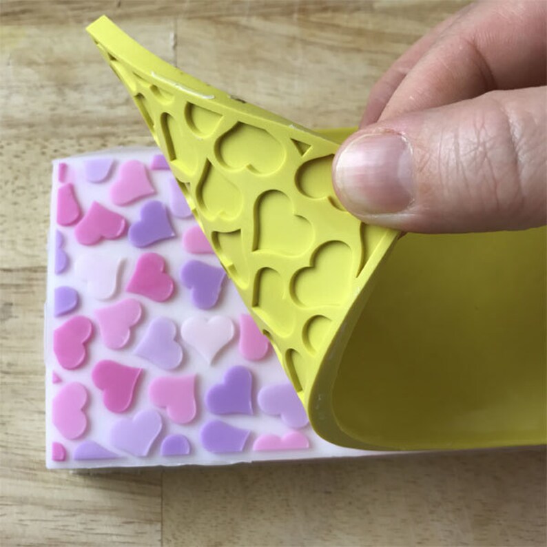 Texture silicone sheet Love hearts polymer clay texture stamp