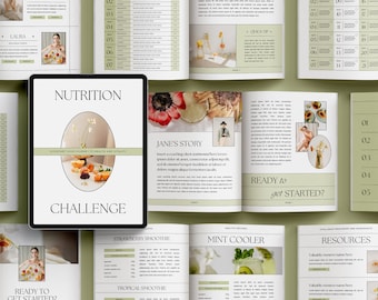Ebook-Vorlage für Ernährung: Bearbeitbares Rezeptbuch, Gesundheit & Wellness Kochbuch, Mahlzeitenplaner + Tracker, Canva-Vorlage (digitaler Download)