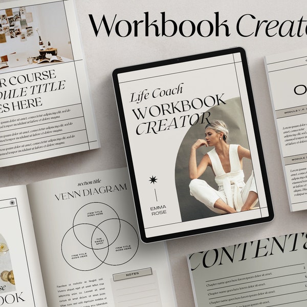 Workbook template for Coaches, Canva ebook template for Online Course, Lead magnet template, Aesthetic Canva template for small business.