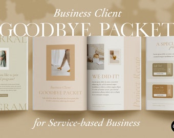 Business client goodbye packet template, Client brochure template, Client feedback workbook template, Canva template for small business.