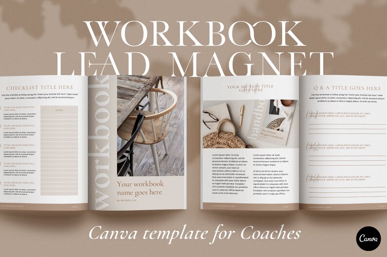 Workbook template for coaches. Canva template. Checklist Etsy