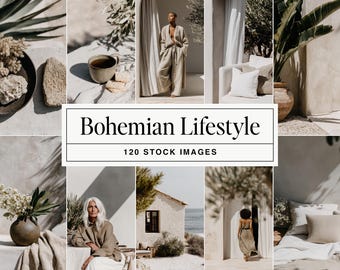 Boho Lifestyle Stock Fotos: Neutrale minimalistische ästhetische Innenraum- und Frauenbilder für Wellness Coaches & Holistic Boho Brands