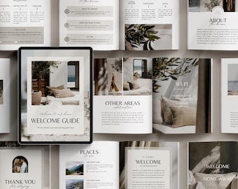 Airbnb Welcome Book Template: Printable Luxury Seaside Villa Guest Guide & House Rules Sign Bundle for High-End Vacation Rentals | CANVA