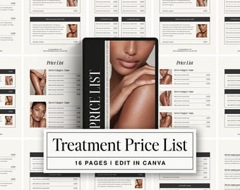 Preisliste für Hautpflege-Behandlungen: Elegante Canva Preismenü-Broschüre für Hauttherapeuten, Beauty-Gesichts-Wellness- und Serviceunternehmen