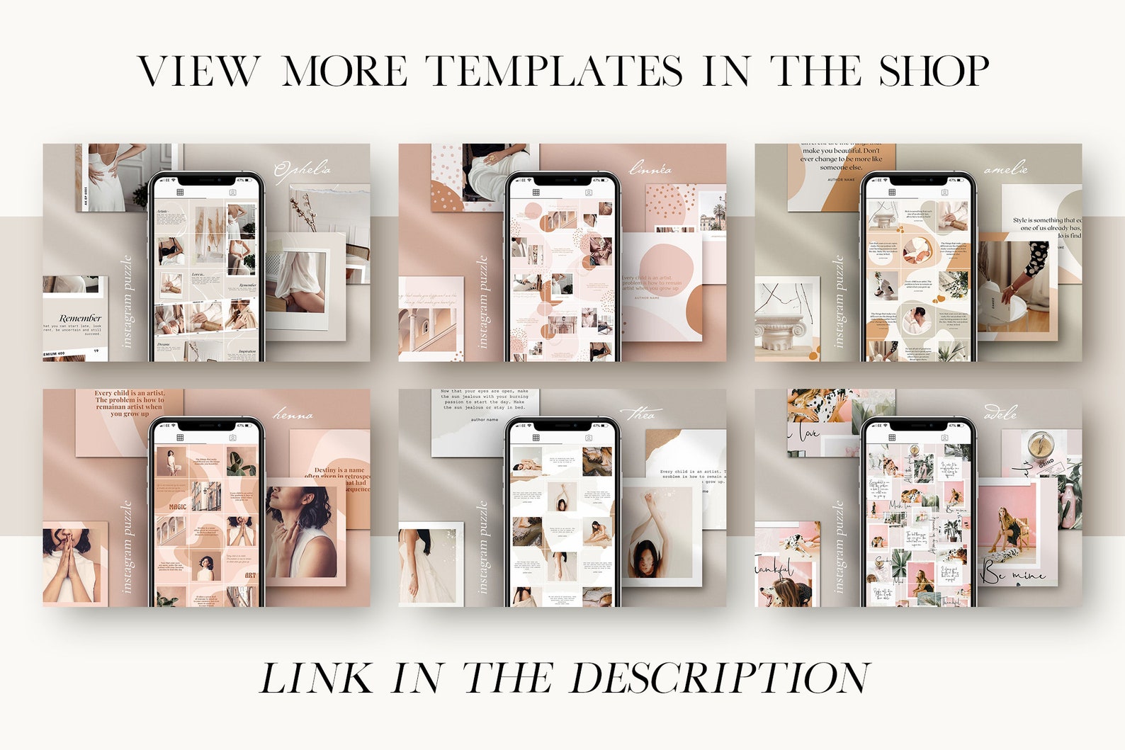 Instagram Template. Instagram Puzzle. Canva Template. | Etsy