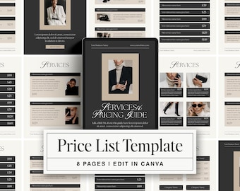 Price List Template: Elegant 8 Page Services Pricing Menu Brochure for Business, Coaching, Freelancers and Consultants | CANVA
