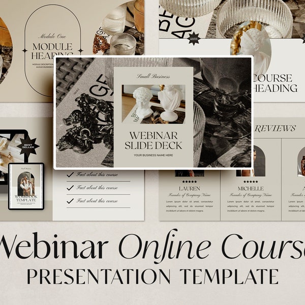 Webinar & Course Slide Deck Template, Canva Presentation Template, Online Course Slides, Masterclass Template, Webinar Templates.