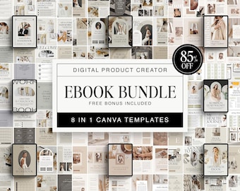 Luxus Ebook Template Bundle | 8 Life Coaching Workbook Designs | 100 KOSTENLOSE Stock Bilder | Digitaler Download | Bearbeitbare Canva Vorlage