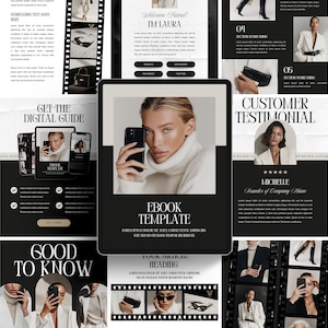 Luxury Ebook Template: Black & White Aesthetic Business Guide Brochure, Canva Digital Magazine Template for Coaches Consultants Creators