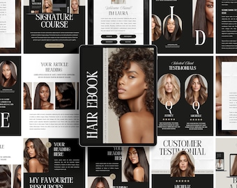 Hair Business Ebook Template, Lux 60 Page Editable Canva Guide for Hair Stylist, Salon Owner & Hair Care Coach / Educator, Digital Download