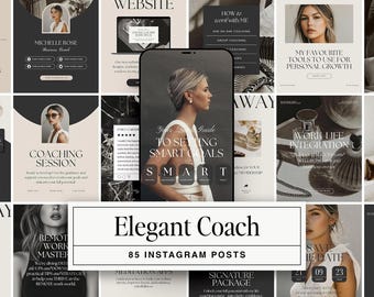Elegantes Social Media Template Pack: 85 Luxuriöse, neutrale Instagram-Posts für Life Coaches, Business & Kreative | Vertikales Design 2025