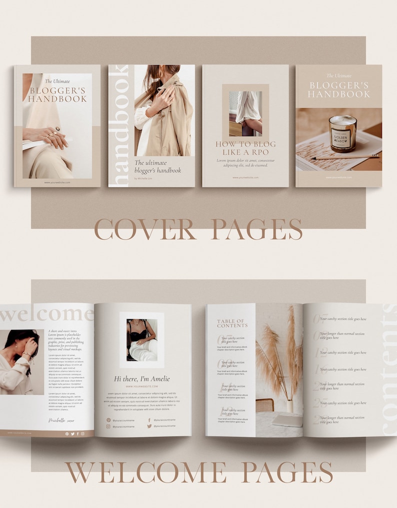 May include: A beige and brown book cover with the text "The Ultimate Blogger's Handbook" and a photo of a person wearing a beige trench coat. The book cover also includes the text "The ultimate blogger's handbook".