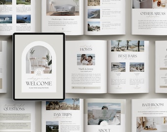 Airbnb Welcome Book Template: Coastal Vacation Rental Guide (Canva Editable)