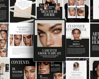 Lash Tech Ebook Template, Elegant 60 Page Training Manual for Beauty Professionals, Lash Extensions, Volume Lashes, Lift & Tint Guide Canva