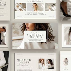 Webinar Slide Deck Presentation Template, Elegant Masterclass Template, Life Coach Templates, Online Course Slides, Course Creation | CANVA