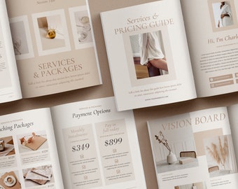 Services & Pricing Guide | Client Brochure Template, Services Price List, Client Onboarding Experience, Welcome Packet, Canva Template MB-23