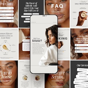 Skincare Instagram Templates: Esthetician Social Media Posts (Canva)