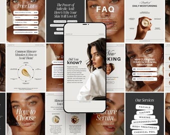Skincare Instagram Templates: Esthetician Social Media Posts (Canva)