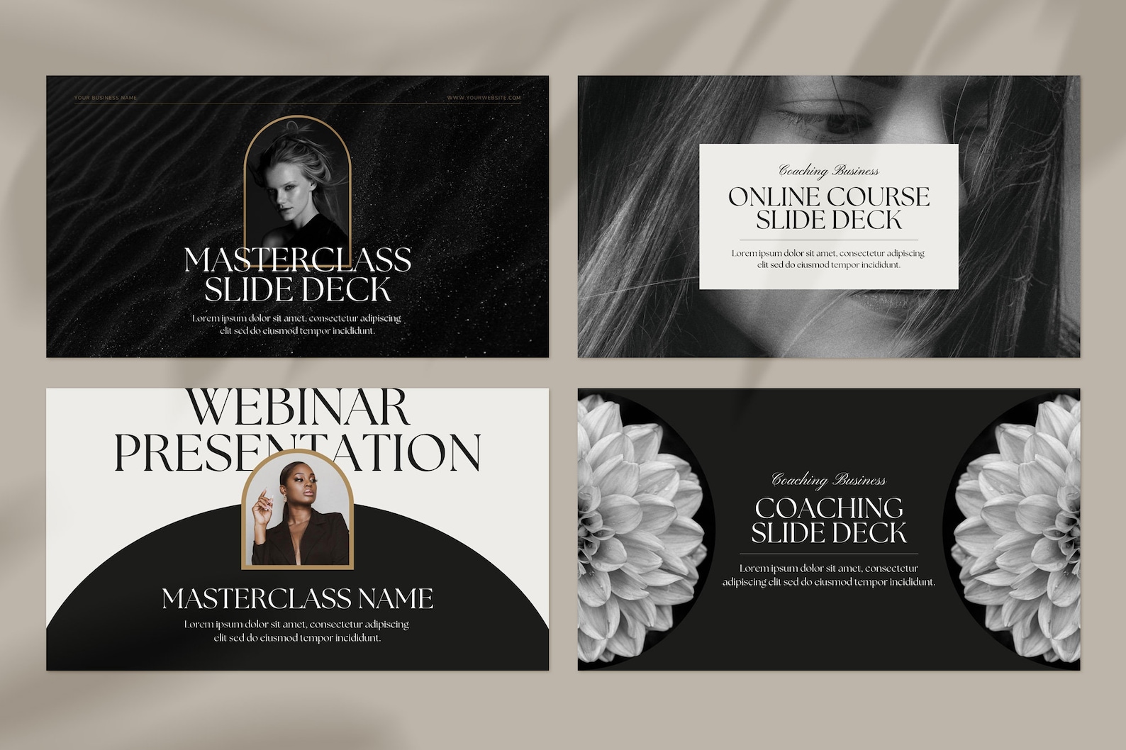 Online Course Presentation Template: Black Gold Editable Canva Webinar ...